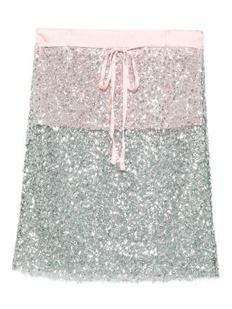 Siedres sequin-embellished drawstring skirt - women - Polyester - 34 - Green