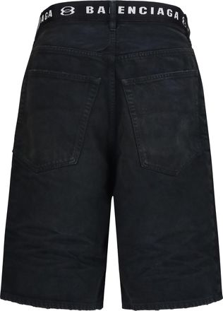 Balenciaga Mens Belted Shorts Dark Brown-Black Cotton Bermuda Brown/black