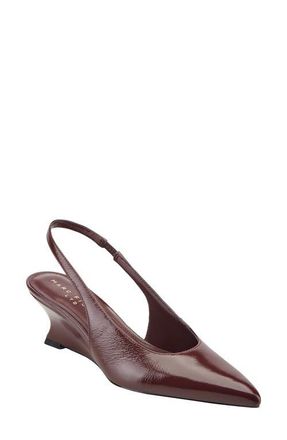 Marc Fisher Taten Slingback Pointed Toe Wedge Pump in Dark Red 600 at Nordstrom, Size 6.5