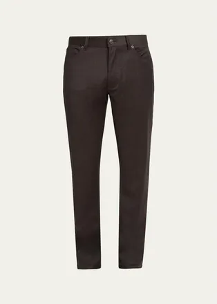 Ermenegildo Zegna Mens Wool Flannel Straight Fit Five-Pocket Pants