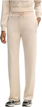 Guess Rechte fluwelen joggingbroek - Dames - Broeken - Beige - Maat: XL Velours