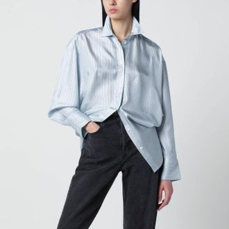 Toteme Ice blue striped silk shirt