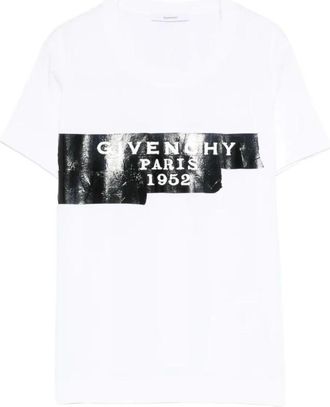 Givenchy Tops, Dames, Wit, L, Katoen, Paris 1952 Grafisch T-shirt