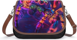 Generic Neon Glowing Spider Crossbody Bags for Women Fashion Leather Shoulder Handbags With Adjustable Strap