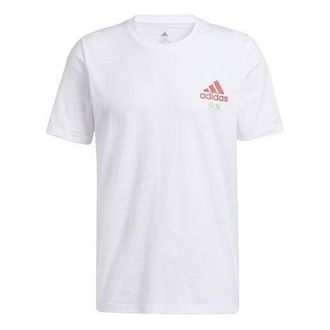 adidas Horns Tee Basketball Sports Printing Round Neck Short Sleeve White GN5113