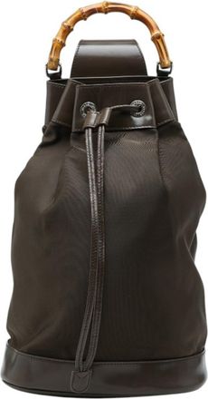 Gucci Brown Nylon Leather Shoulder Bag Sling Bag (Pre-Owned)