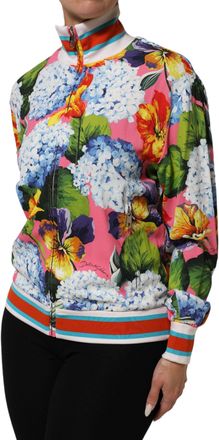 Dolce & Gabbana Womens Multicolor Floral Print Zip Cardigan Jacket Elastane Viscose Clothing