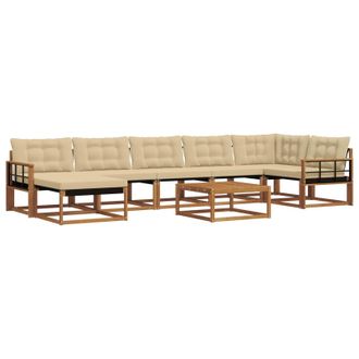 vidaXL Conjunto De Sof&aacute;s De Exterior Con Coj&iacute;n 22 Pcs Natural Y Beige Vidaxl