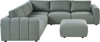 Beliani Modular Right Hand Sofa with Ottoman Green Fabric Sectional Corner Couch Modern Living Room KIVVIK