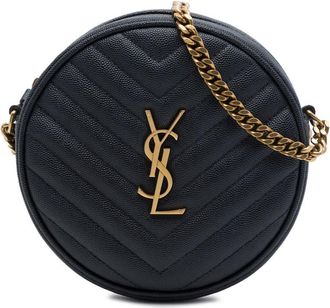 Saint Laurent Pre-owned Saint Laurent Chevron Grain De Poudre Round Vinyle Camera Bag Ladies 78UIH01CSWJIU1C3