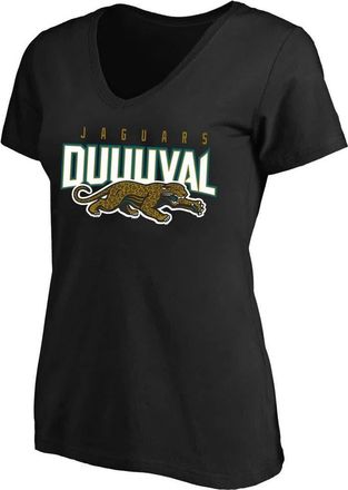 Mitchell & Ness Womens Mitchell & Ness Black Jacksonville Jaguars Plus Size Retro Duval V-Neck T-Shirt at Nordstrom, Size 3X