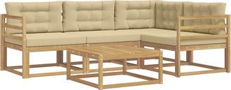 vidaXL Conjunto De Sof&aacute;s De Exterior 5 Uds. Y Beige Poli&eacute;ster Vidaxl
