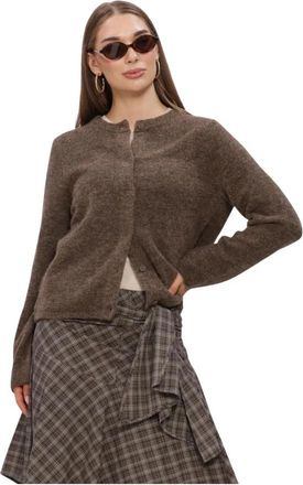 Selected Slflulu New LS Knit Cardigan - Dames - Vesten - Bruin - L - Truien & Vesten