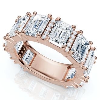 Pompeii3 5 1/2Ct Naya Emerald Cut Diamond Wedding Band 14k Gold/Pt Stack Ring Lab Grown