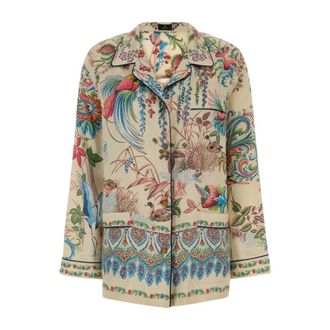 Etro Etro, Shirts, female, Multicolor, Size: L Flora and Fauna Print Twill Shirt