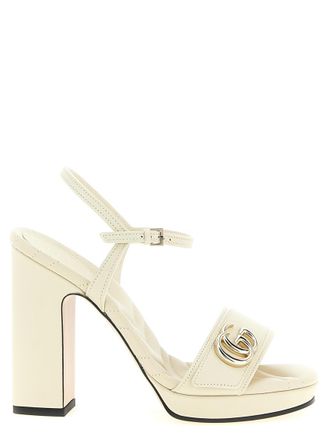 Gucci White Ankle Strap Heels