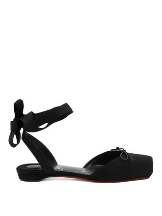 Christian Louboutin Cassia Lace Up Flat Crepe Satin/Gg/Lin