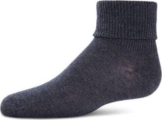 MeMoi Ribbed Triple-Roll-Cuff Ankle Sock in Denim at Nordstrom, Size 6-12M