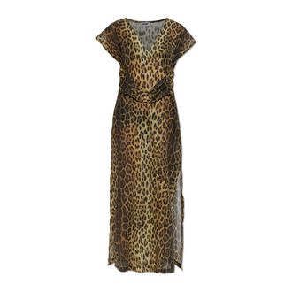 Moschino Strandjurk met dierenprint - Dames - Maxi kleedjes - Bruin - M - Katoen - Kleedjes