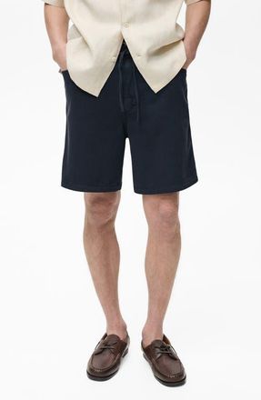 Mango Drawstring Waist Denim Shorts in Dark Navy at Nordstrom, Size 32