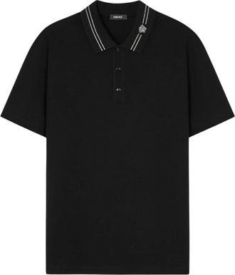 Versace Medusa Borduur Polo - Heren - Polos - Zwart - S - Katoen - Tops