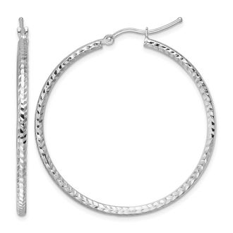 Diamond2Deal 10k Gold Diamond-cut 2mm Round Tube Hoop Earrings