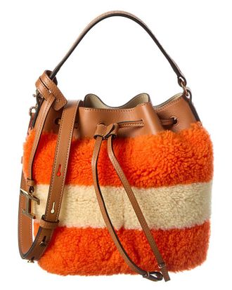 Tod's Tods Logo Fleece & Leather Bucket Bag
