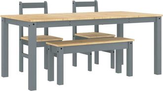vidaXL Vidaxl - Juego De Comedor Panama 4 Pzas Madera Maciza De Pino Gris
