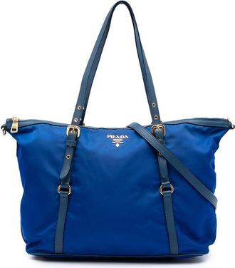 Prada Pre-owned Prada Saffiano Trimmed Tessuto Zip Top Convertible Tote Ladies TGXLUSZPS2VBW0K0