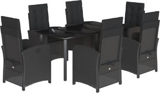 vidaXL Set Da Pranzo Da Giardino 7 Pz Nero Con Cuscini In Polyrattan - Vidaxl