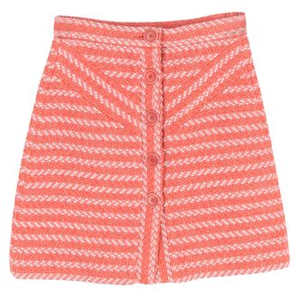 Maje Button-Front A-line Mini Skirt in Orange Acrylic