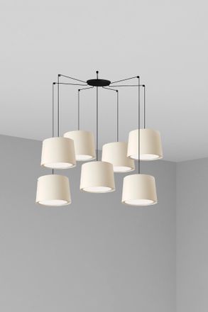 Faro Barcelona Faro Conga L&aacute;mpara Colgante Suspensi&oacute;n Blanca 7 Luces