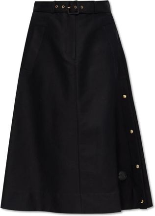 Moncler Rok met logo - Dames - Midirokken - Zwart - S - Katoen - Rokken