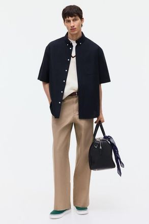 H&M Relaxed-fit short-sleeved oxford shirt in Black at Nordstrom, Size Xx-Large