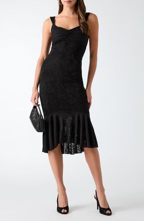Guess Caitlyn Lace Sleeveless Midi Dress in Jblack-Black at Nordstrom, Size X-Small