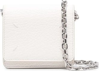 Maison Margiela Witte Leren Kettingportemonnee met Logo - Dames - Portefeuilles - Wit - ONE Size - Leer - Accessoires