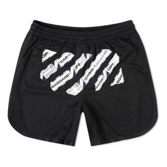 Off-white Mens Off-White CO VIRGIL ABLOH Rubber Strap Mesh Casual Shorts Black OMCI005S201010031088