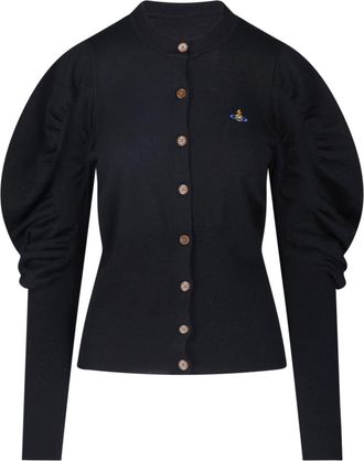 Vivienne Westwood Tailored Black Cardigan With Voluminous Sleeves And Logo Detail