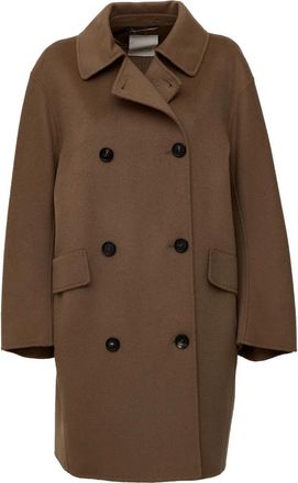 Max Mara Double-Breasted Coat - Dames - Mantel - Bruin - M - Wol - Jassen