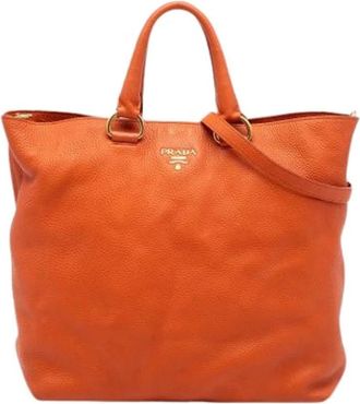 Prada Pre-owned Tote Bags, female, Orange, Size: ONE SIZE Pre-owned Vintage Satchel