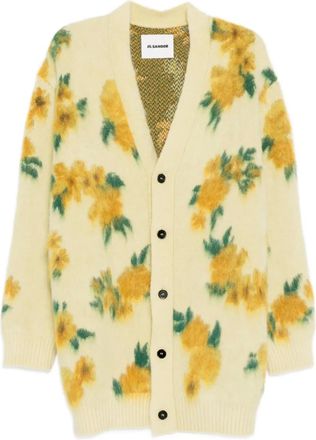Jil Sander floral V-neck cardigan - Geel