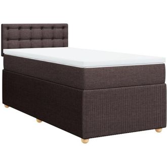 vidaXL Cama Box Spring Con Colch&oacute;n Tela Marr&oacute;n Oscuro 90x200 Cm Vidaxl