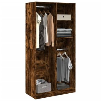 Berkfield Home Wardrobe Smoked Oak 100x50x200 cm Engineered Wood in Brown | Size: 100 x 50 x 200 cm