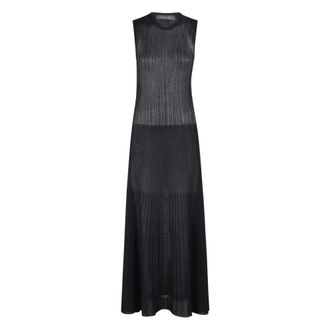 Federica Tosi Maxi Dresses, female, Black, Size: S Black Pleated Long Dress