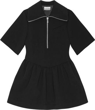 Ganni Mini-jurk met rits - Zwart