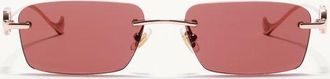 Valentino Rectangular Metal Eyewear unisex GOLD/BROWN 55