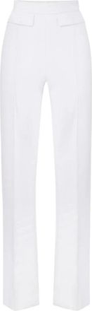 Elisabetta Franchi Double-layer stretch cr&ecirc;pe broek - Dames - Wijde Broeken - Wit - XL - Leer - Broeken