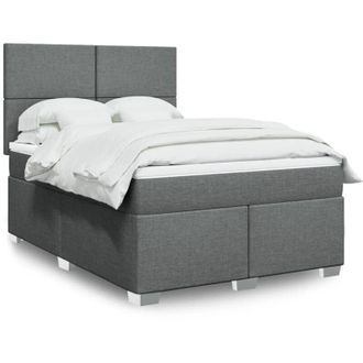 vidaXL Vidaxl - Cama Box Spring Con Colch&oacute;n Tela Gris Oscuro 140x190 Cm