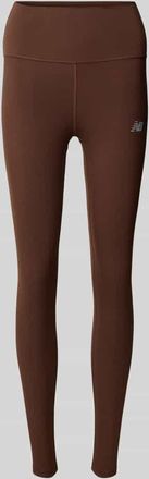 New Balance High Waist Leggings mit Logo-Print Modell HARMONY in Dunkelbraun, Gr&ouml;&szlig;e XL