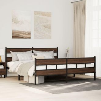 vidaXL Vidaxl Giroletto Senza Materaso In Metallo Rovere Marrone 193x203 Cm